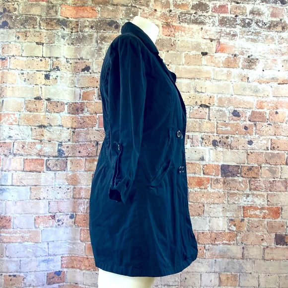 Miss LiLi Trench Coat Midi Black Sz Medium - Picture 9 of 14